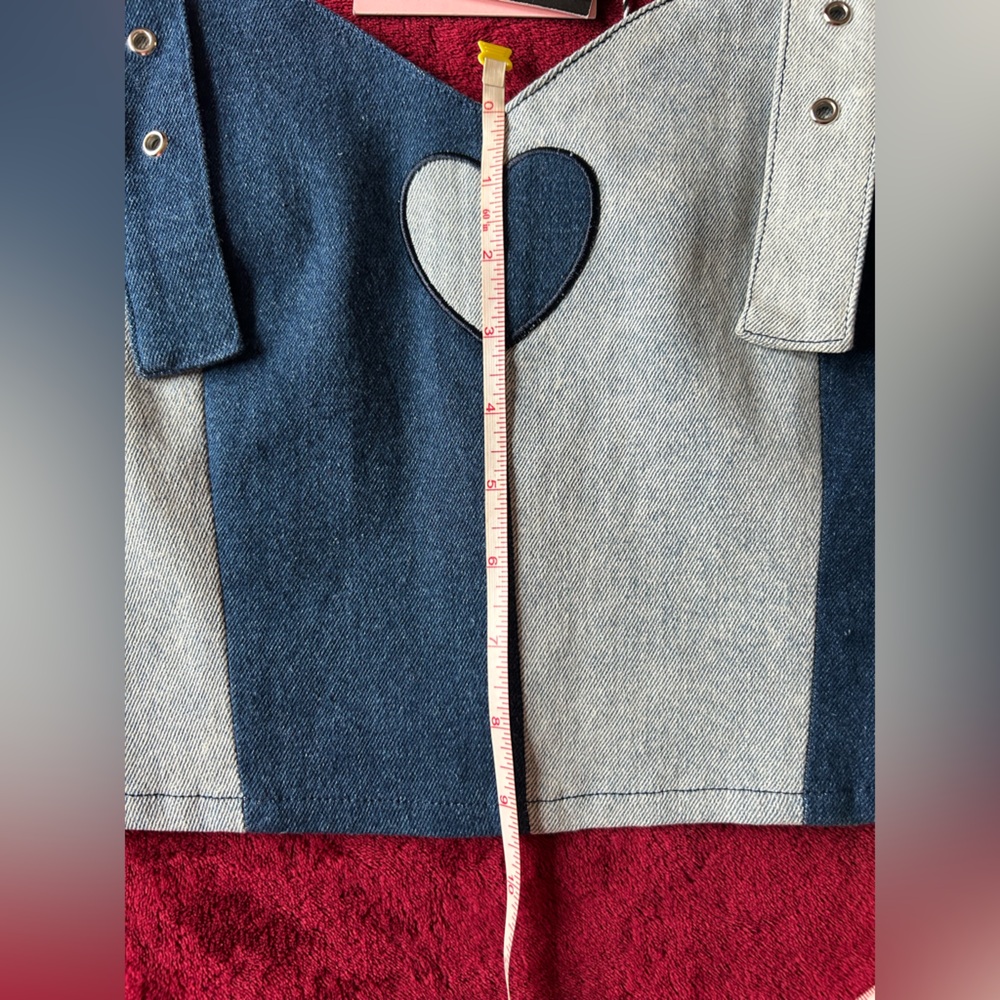 Lazy Oaf Two-Tone Blue Denim Bustier Top - Picture 7 of 8